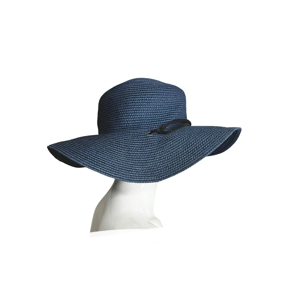 Columbia Global Adventure Packable Straw Hat Navy Blue‎ Wide Brim Floppy Sun Hat